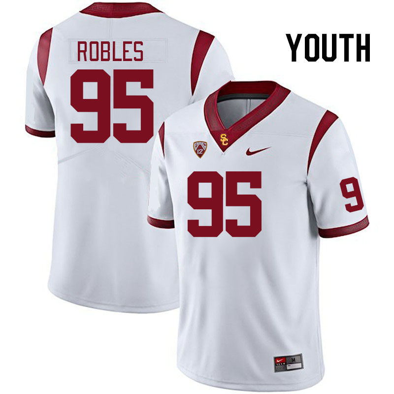Youth #95 Tyler Robles USC Trojans College Football Jerseys Stitched Sale-White